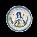 Delftware plate of Queen Anne