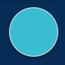 Turquoise circle with white edge on dark blue