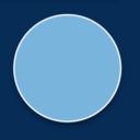 Light blue circle on dark blue background
