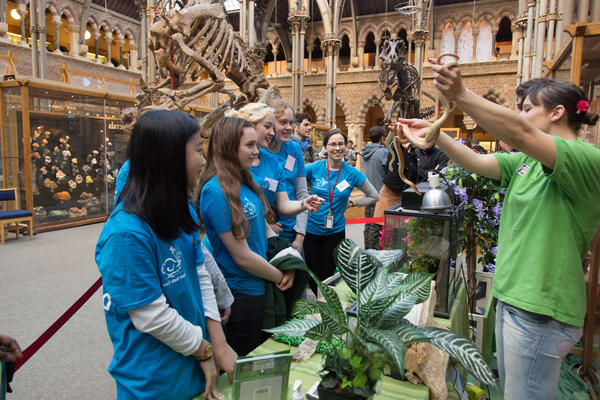 A group of young people being shown a museum object