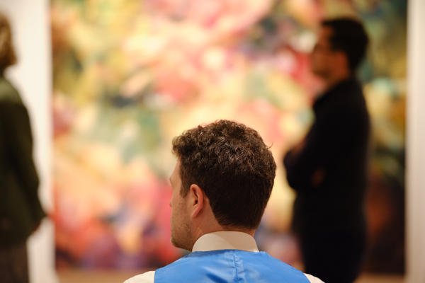 Blurred image of people walking around Ashmolean gallery