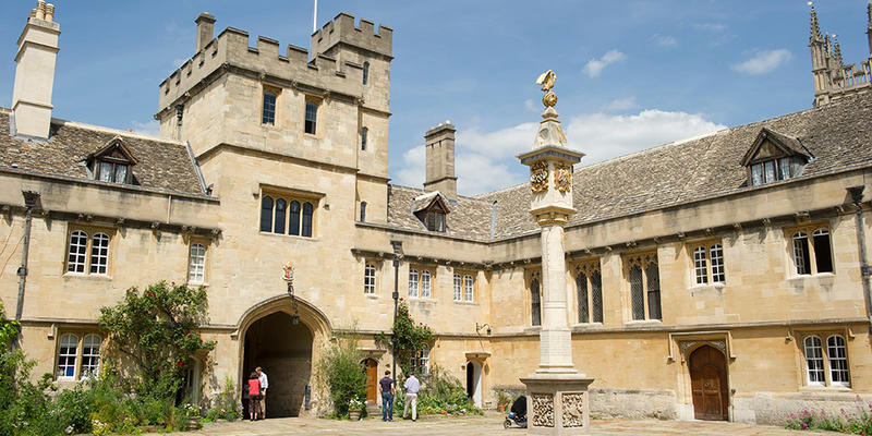 Corpus Christi college building with blue sky