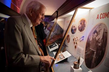 Sir Martin Wood at the Oxford Instruments display