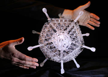 Glass artwork of Covid vaccine