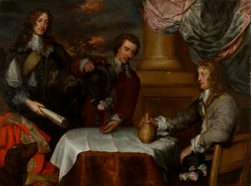 Group portrait of Prince Rupert, Colonel William Legge and Colonel John Russell, by William Dobson