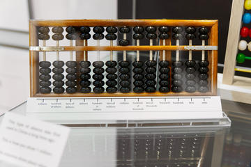 Iffley Academy & HSM Display Case Old Chinese Abacus (c) Ian Wallman Abacus