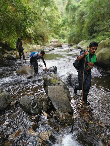 The expedition team, led by a member of the Banao Indigenous Community in a remote rainforest in Kalinga, the Philippines