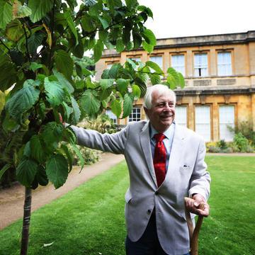 Chancellor Chris Patten looking to the future Chancellor Chris Patten stands beside a tree he has just planted