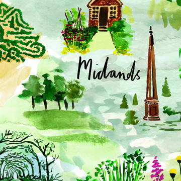 Illustrated map of UK Gardens featured in Google's Gardens United online project