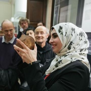 Volunteer Waed Alawad describes the workings of an astrolabe, History of Science Museum
