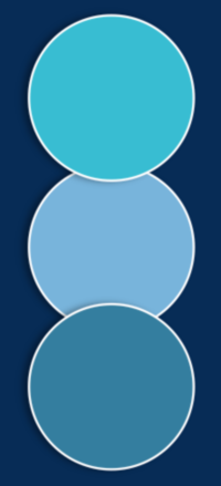 Three blue circles in vertical alignment