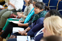OCL 2021 Talk. Photo Ian Wallman Listening to a talk